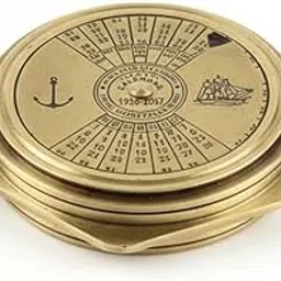 Nautical Brass Perpetual Calendar Compass - Working Vintage Pocket Compass with 1900-2067 Calendar & Ship Engravings - Unique Maritime Gift(NA1182)-picture-15