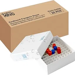 CryoKing Lab Freezer Box with Plastic Coating, 2 Inch Height Cryobox, 100-Well Microtube Box for Lab Freezer, White, Case of 20-picture-30