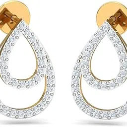 14KT Yellow Gold Diamond Pretty Pear Stud Earrings for Women-image-64