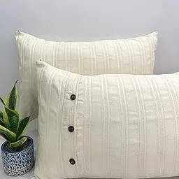 Sleepy Threads Pillow Cover Super Soft & Breathable with Wooden Button Closure – Self-Design Mesh Pattern (27x18 Inches / 68x45 cm) – Elegant and Comfortable for Bedroom-picture-34