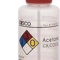 EISCO - Acetone Wash Bottle, 500mL, Low Density Polyethylene, Self-Venting, Color-Coded Chemical & Safety Label, Wide Mouth, Leak-Proof Cap with Nozzle, Laboratory Dispensing Bottle, Red Cap-picture-18