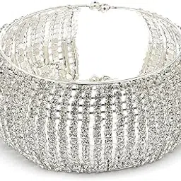 scintillare by sukkhi Graceful Rhodium Plated with Crystal Stone Studded Adjustable Silver Cuff Kada Bracelet Jewellery for For Women & Girls|BC107142-picture-23