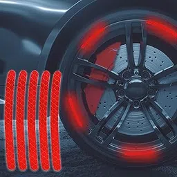 Goelite Car Wheel Reflective Stickers, 20pcs for 4 Tyres Reflective Wheel Rim Stripe Stickers, Night Safety Warning Car Stickers, Wheel Safety Car Decals Universal for Car Motorcycle Bicycle (Red)-picture-26