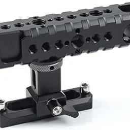 FOTOKINA Top DSLR Camera Handle, Universal Hand Grip with Quick Release NATO Clamp, 4 Cold Shoes and 1/4" 3/8" ARRI Threads for Camera Cage Rig-picture-26