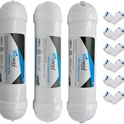 BIOWAY Pre Carbon, Post Carbon and Sediment Filter Inline Filter Set with 6 Piece Push Fit Elbow Suitable for All RO Water Purifiers-picture-16