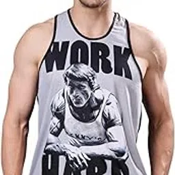 yellow tree Work Hard Print Men Vest-picture-19