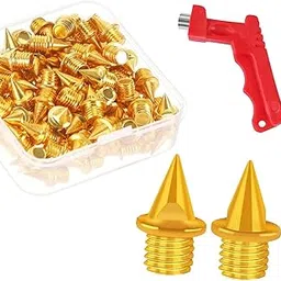 HEAVENGLOW 60 Pieces Track Shoe Spikes Track and Field Running Spikes for Sports Adults Gold-Sporting Goods-Outdoor Sports-Track & Field-60 Track Spikes1 1 Storage Box-image-69