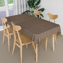 Kuber Industries Dining Table Cover | Kitchen Dining Tablecloth | 4 Seater Center Table Cover | Dining Table Cover for Hall Décor | Barik Check Kitchen Tablecloth | 45x70 | Brown-image-11