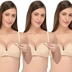 fabme Women's Seamless, Deep-Neck, Non-Padded, Non-Wired Nursing Bra - Pack of 3-picture-18