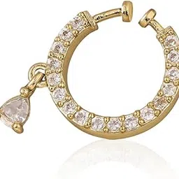 cz stone Trendy Gold Plated American Diamond Nosepin with Classic Round Design-picture-12