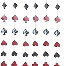 Atpata Funky 6 Pcs Playing Cards theme Hangings - Clubs Spades Hearts Diamonds cutout strings for Birthday, Casino Theme, Racing Car, Poker Party Decorations - Reusable & Durable Party Decor Pack-image-17