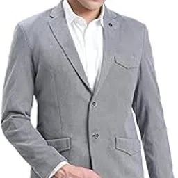 Men's Grey Single-Breasted Slim Fit Blazer-LBR-2463_Grey-image-30