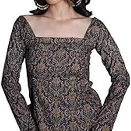 Vilasha Printed Squier Neck Sleeveless Backless Short Indo-Western Ethnic Top for Women & Girl | Multicolour-picture-27
