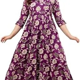 varicos Women's Cotton Tiered Maternity Dress - Casual 3/4 Sleeve Pregnancy Wear-picture-27