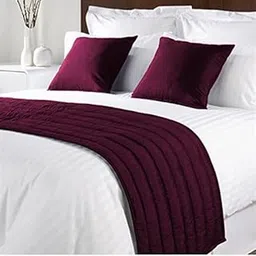 FABRICART Luxury Velvet Bed Runner Set | Scarf | Throw | with 2 Cushion Cover 18" X 18" (Wine, Queen - 20 X 76 INCHES)-image-87