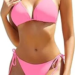 SIIZ Fashion Women Bra Panty Set Swimsuit Two Piece Bathing Suits Sexy Halter Thong Bikini Brazillian Side Tie Bottom Bikini Sets-image-22