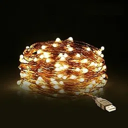 Goldmedal Jhilmil 5V DC IP65 LED String Light | 10 Meter Length with USB Powered - 100 LEDs | Bendable to Any Shape | Ideal for Home Decoration, Wedding, Parties | Pack of 1 - Cool Daylight image 1