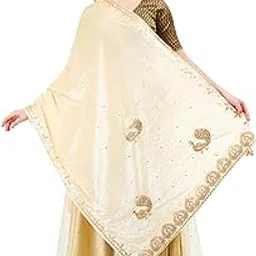 karthav fashion Women's Luxurious Velvet Dupatta with Intricate Peacock Embroidery | Dupatta for Festive Looks | image 1