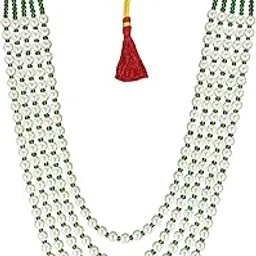 raadhe creation Moti Mala For Men Necklace groom Pearl Sherwani Traditional Gold Plated Five Layered Design for Marriage Indian Wedding (Dulhe ki mala)-picture-15