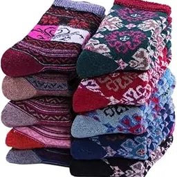 khillayox Women's Warm Woolen Winter Socks – Thick Soft Cozy Thermal Socks for Cold Weather Protection | Multi Design Winter Wear for Ladies | Comfortable Wool Blend Socks image 1