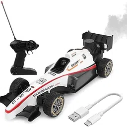 Remote Control Formula F1 Racing highspeed Car, 1:14 Scale, Rechargeable, Smoke Effect, White,-picture-20