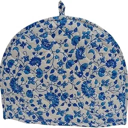 Poshmandala Rajasthani Handmade Tea Cozy – 100% Cotton Hand Block Print Tea Kettle Warmer, Winter Pot Cover for Hot Coffee, Kitchen Décor, Size 14x11 Inches (White Blue Mandala)-picture-11