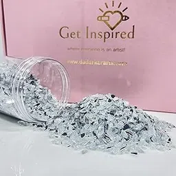 Reflective Glass Crushed Glass for Resin Art, Fire Glass, fire Pit Glass 400gms by Get Inspired Mirror Effect-picture-54
