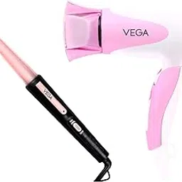 VEGA I-Curl Hair Curler, Vhch-05 & Blooming Air Foldable 1000 Watts Hair Dryer With Heat & Cool Setting And Detachable Nozzle (Vhdh-05),Pink-picture-38