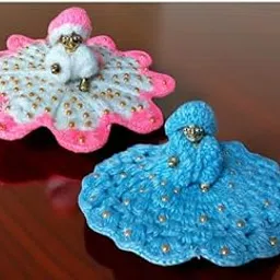 The Himalayan River Bal Gopal Ji Handknitted Winter Woolen Dress Set, 2 Pack Moti Work Poshak for Krishna Ji and Thakur Ji, Size 5, Mixed Colors-picture-29