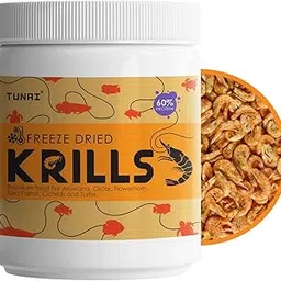 TUNAI Freeze Dried Krills Fish Food & Treats for Turtle, Cichlids, Flowerhorn, Oscar, Red Parrot, Arowana & Other Carinvorous Fish (25g, Krill)-picture-23