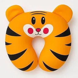 Shark Doo Doo® Neck Support Pillow (Orange Tiger) for Babies (0-12 Months) | Soft Fur Cover | Cute Cartoon Print Design |-picture-23