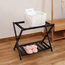 generic Wooden Luggage Rack with Shelf for Shoes, Accessories, Strong Bearing Sturdy Storage Free Space Wood Suitcase Rack Sheesham Wood Luggage Stand for Bedroom Hotel Guest Room with Solid Leg Quality A57-picture-29