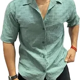 Men Regular Fit Self Design Spread Collar Casual Shirt(H-Half-CHATAI)-picture-16