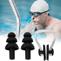 Verbier Waterproof Silicone Swimming Earplugs Nose Clip Plugs, Ear & Nose Protector Swimming Sets Swimming Accessories Soft & Comfortable For Children Adults Toddlers (Set of 4)-picture-43