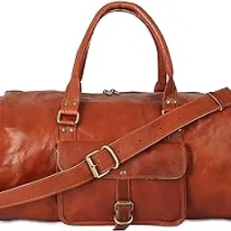 pranjals house Brown Leather Stylish & Spacious Weekender Duffle Bag for Travel (11x24 Inch)-picture-45