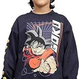 Kidsville Dragon Ball Z Printed Regular Fit Navy Blue Sweatshirt for Boys-image-31