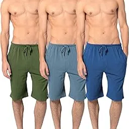 andrew scott Men's 3 Pack Soft & Light Cotton Drawstring Yoga Lounge & Sleep Jam Shorts/Jersey Shorts with Pockets-picture-48