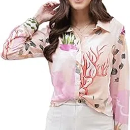 athena lifestyle Pink Cuffed Sleeves Floral Casual Top image 1