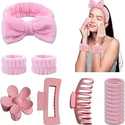 AVORABLE COMBO KIT OF HAIR ACCESORIES FOR WOMEN AND GIRLS Soft Plush Spa Headband and Hair Clips Set, Pink, Bow Design with Hair Accessories-picture-52