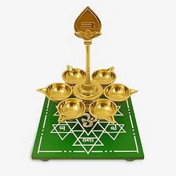 Arumuga Vilakku with vel and Om Saravana Bhava Kolam Manai – Traditional Brass Six Face Oil Lamp for Pooja | Murugan Vilakku for Pooja Room | Sashti Pooja & Skanda Shasti ( Vilakku & Kolam Manai )-image-4