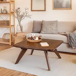 Solid Sheesham Wood Squre Coffee Table for Living Room | Modern Center Table with Sturdy Triangular Legs | Wooden Tea Table for Home & Office (Squre Coffee Table, 56x56X41CM) (Asthetic)-image-11