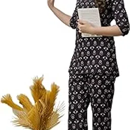 attnico Women's Pure Cotton Summer Wear Night Suit | Booti Floral Print | Soft & Stylish Sleepwear Set | Comfortable Pajama & Top-picture-19