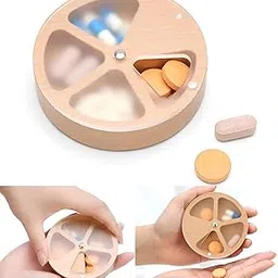 XSOURCE Wooden Pill Organizer Box 4 Compartment Medicine Storage Case with Magnetic Closure Travel-Friendly Pill Holder for Daily Vitamins & Tablets | Handcrafted Wooden Medicine Box-picture-22