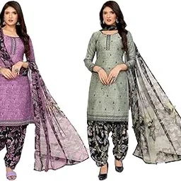 yashika Women's Crepe Dress Material Set for Women | Unstitched Printed Fabric for Kurta Bottom & Dupatta (Pack of 2)-picture-45
