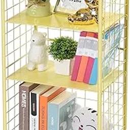 SEVVY - Side Table - Modern Sofa End Table with Storage Shelf - Compactable Night Stand - Metal Adjustable 2 Middle Board - Detachable Shelf - No Screws - 3-Tier - Yellow-picture-22