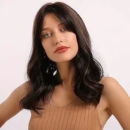 LUSH LOCKS Brown Medium Synthetic Hair Wig With Bangs for Women Natural Looking Real Hair Type-picture-54