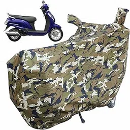 Autofact Waterproof Motorcycle Cover Compatible with Suzuki Access (All Variants)| Mirror Pockets | Windproof Design | Full Length Body Cover| UV Protection |Jungle Green Color-image-0