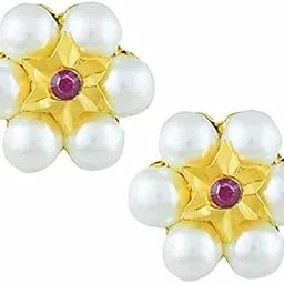 shining jewel - by shivansh Shining Jewel Traditonal Gold Pearl Stud Earrings for Women 22K (SJ_1064)-picture-35