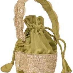 Blush Gold Potli Bag for Women | Elegant Velvet Designer Handbag with Embroidered Strap, Perfect for Weddings, Parties & Festive Occasions | DRZL Accessories-picture-49