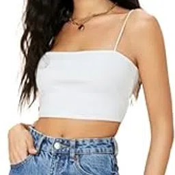 glare & blair Solid Sleeveless Western Stylish Ribbed Cami Crop Top for Women-picture-52